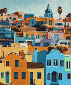 Santa Cruz Colorful Buildings Diamond Painting