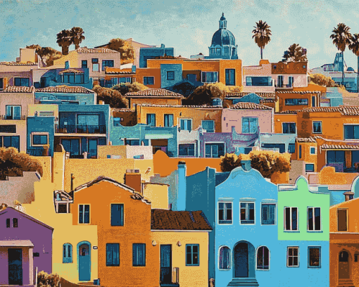 Santa Cruz Colorful Buildings Diamond Painting