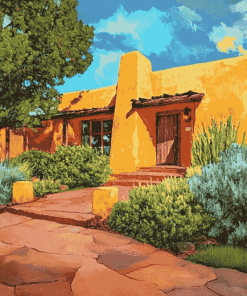 Santa Fe Houses Landscape Diamond Painting