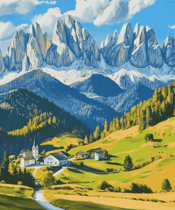 Santa Maddalena Mountain Views Diamond Painting