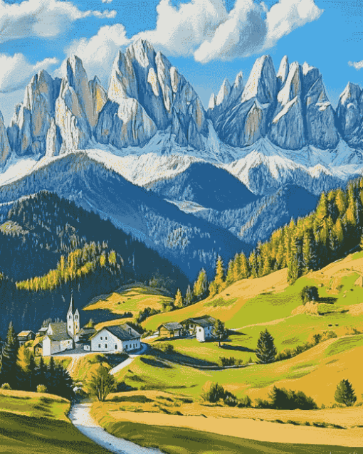 Santa Maddalena Mountain Views Diamond Painting