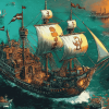 Santa Maria Ship Diamond Painting