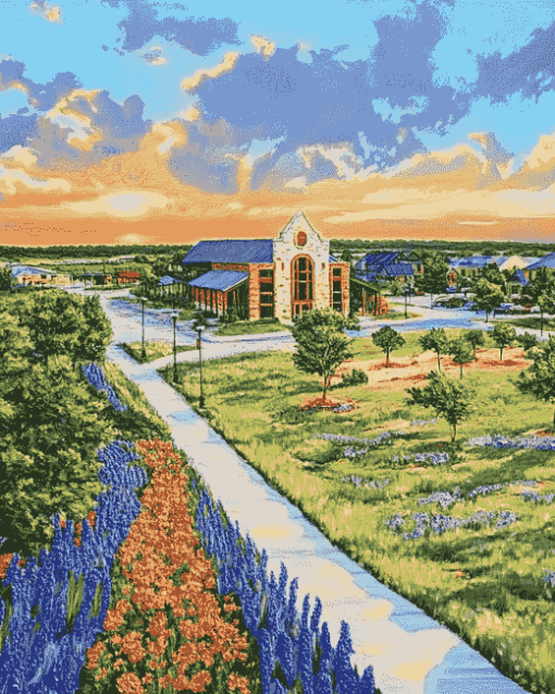 Scenic Flower Mound Streets Diamond Painting