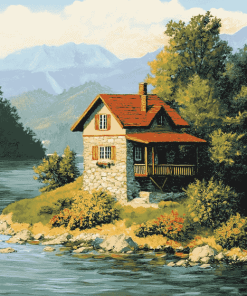 Scenic River House Diamond Painting