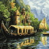 Scenic Valleys House Boat Diamond Painting