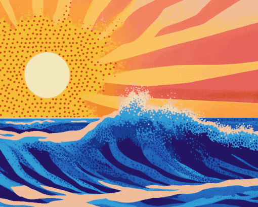 Sea Sunset Pop Art Diamond Painting