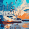 Seascape Shrimp Boat Diamond Painting