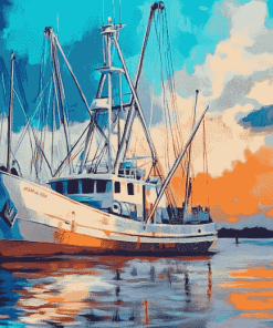 Seascape Shrimp Boat Diamond Painting