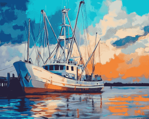 Seascape Shrimp Boat Diamond Painting