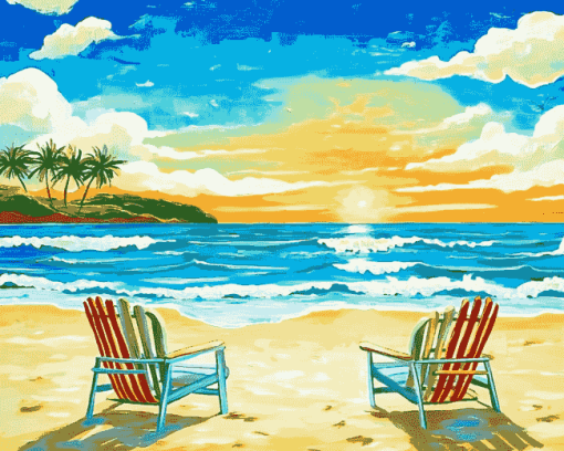 Seaside Chairs Beach View Diamond Painting