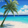 Seaside Coconut Scene Diamond Painting