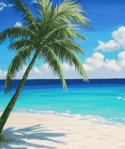 Seaside Coconut Scene Diamond Painting