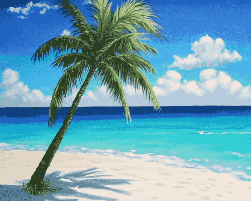 Seaside Coconut Scene Diamond Painting