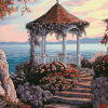 Seaside Gazebo and Blooming Flowers Diamond Painting