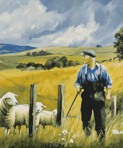 Sheep Farm Landscapes Diamond Painting