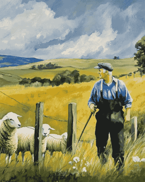 Sheep Farm Landscapes Diamond Painting