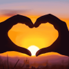 Silhouette Hearts at Sunset Diamond Painting