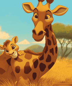 Simba and Giraffe Adventure Diamond Painting