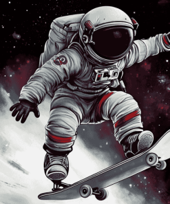 Skater Astronaut Cartoon Diamond Painting