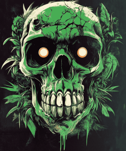 Skull Monkey Green Apes Diamond Painting