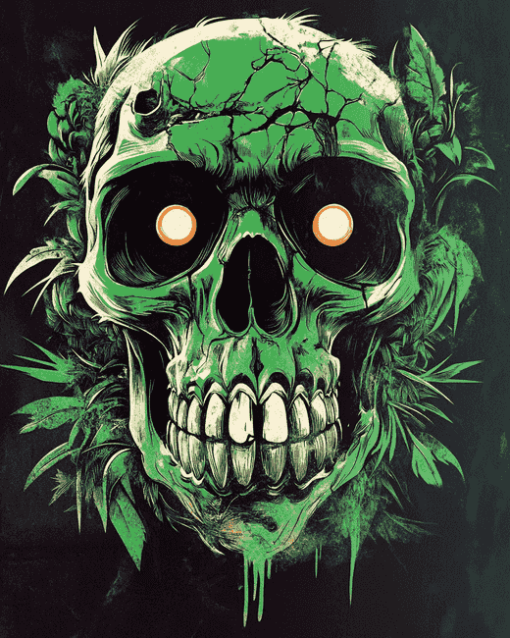 Skull Monkey Green Apes Diamond Painting