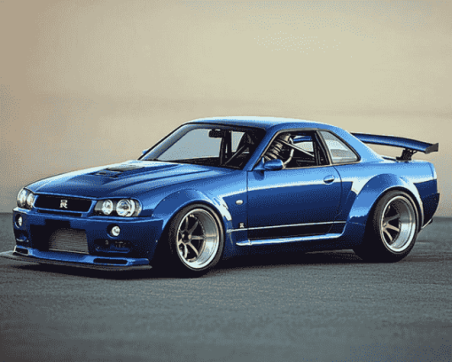 Skyline Car Blue Diamond Painting