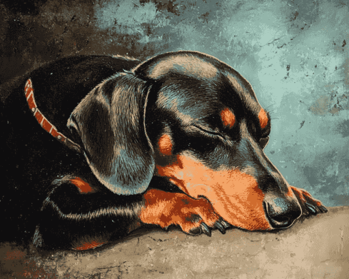 Sleeping Dachshund Puppy Diamond Painting