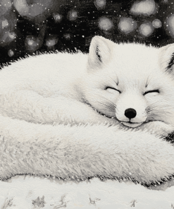 Sleepy Arctic Fox Winter Diamond Painting