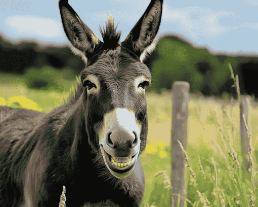 Smiling Black Donkey Diamond Painting