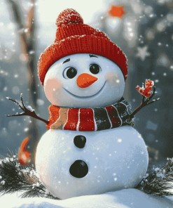 Snowy Cartoon Snowman Diamond Painting