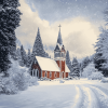 Snowy Church Landscape Diamond Painting