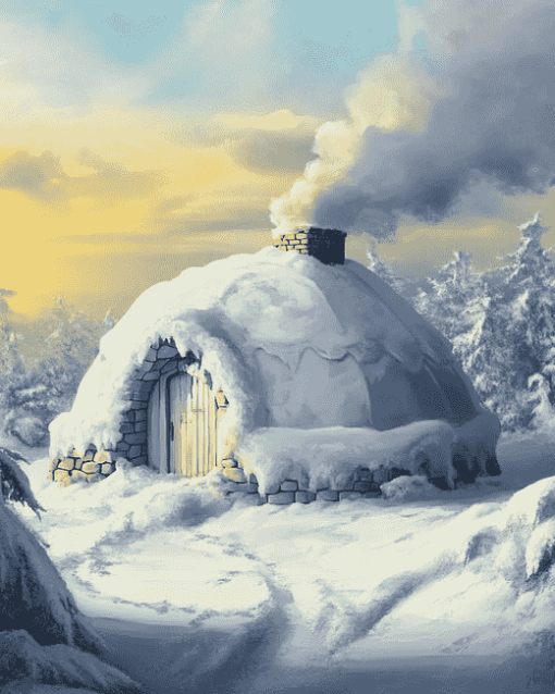 Snowy Igloo Landscapes Diamond Painting