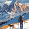 Snowy Mountain Adventure with Dogs Diamond Painting