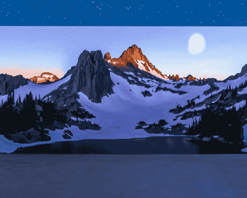 Snowy Mountain Wonderland Diamond Painting