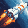 Space Adventure Rocket Ship Diamond Painting