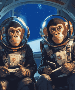 Space Astronaut Chimp Animations Diamond Painting