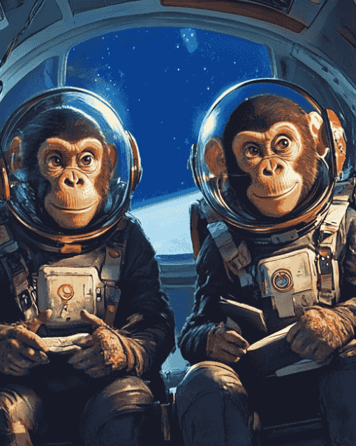 Space Astronaut Chimp Animations Diamond Painting