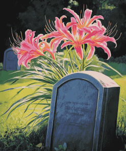 Spider Lilies Flowers on Graves Diamond Painting