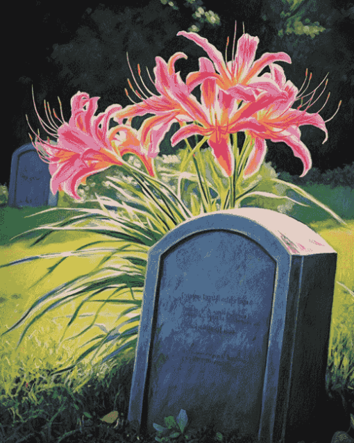 Spider Lilies Flowers on Graves Diamond Painting