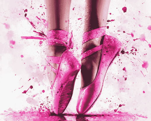 Splash Pink Ballet Shoe Diamond Painting