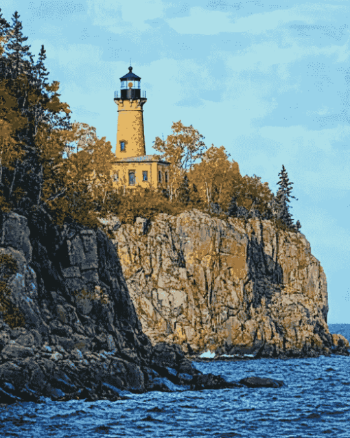 Split Rock Lighthouse Scenic View Diamond Painting