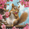 Spring Nuthouse Squirrels Art Diamond Painting