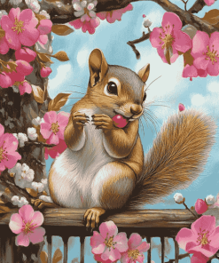 Spring Nuthouse Squirrels Art Diamond Painting