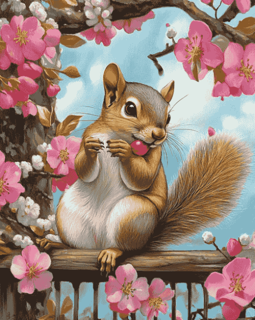 Spring Nuthouse Squirrels Art Diamond Painting