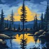 Spruce Tree Landscape Diamond Painting