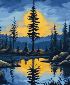 Spruce Tree Landscape Diamond Painting