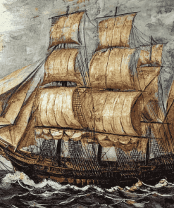 Square Rigged Ship Sailing Diamond Painting