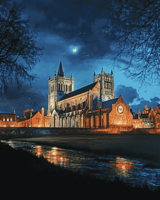 St Albans Cathedral Night Scene Diamond Painting