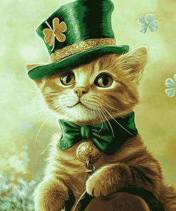 St Patrick's Day Kitten Diamond Painting