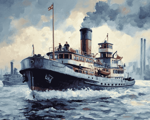 Steam Towboat Ocean Scenes Diamond Painting